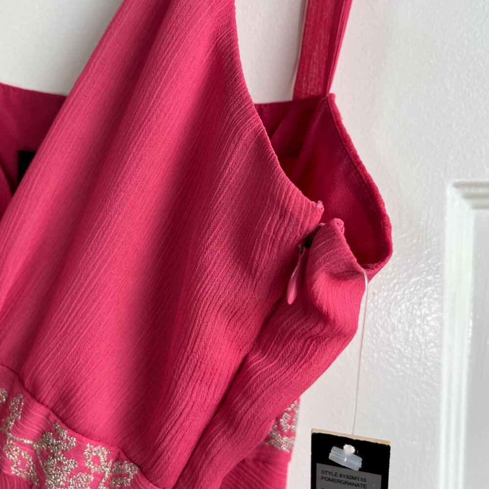 Tahari ASL Pink Empire Waist Pink Cocktail Dress Shiffon and Satin Size 12 NWT - Picture 8 of 11
